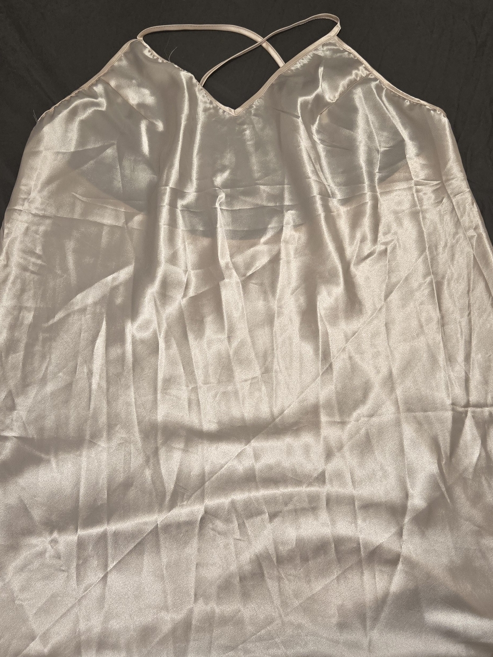 SHEIN Pale Pink Satin Slip Chemise with Crisscross Straps